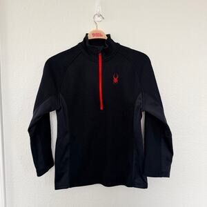 Spyder Boundless 1/4 Zip Black Pullover with Red Logo Athletic Men's‎ Medium